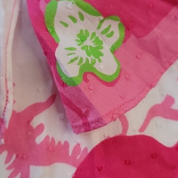 LILLY PULITZER Scarlet Begonia Ruffle Scoop Neck Pink Floral Sleeveless Top XS - Picture 4 of 10